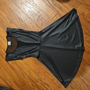 Faux Leather Skater Dress w Mesh